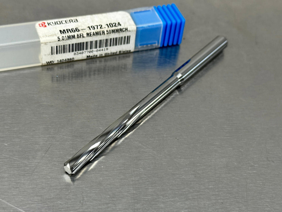 Kyocera 5.01mm Carbide Reamer 6 Flute Uncoated MR66-1972.1024
