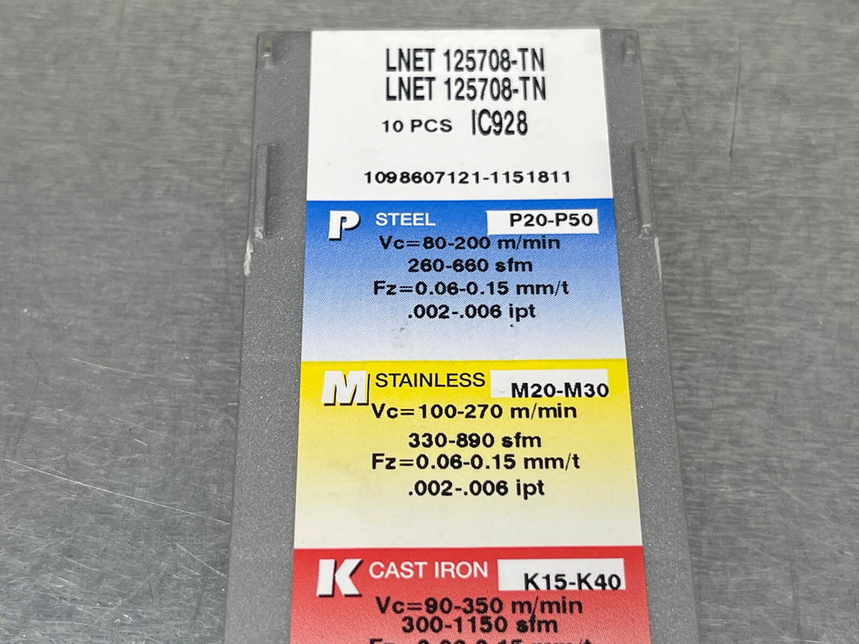 Iscar LNET 125708-TN IC928 Carbide Inserts (Pack of 4)