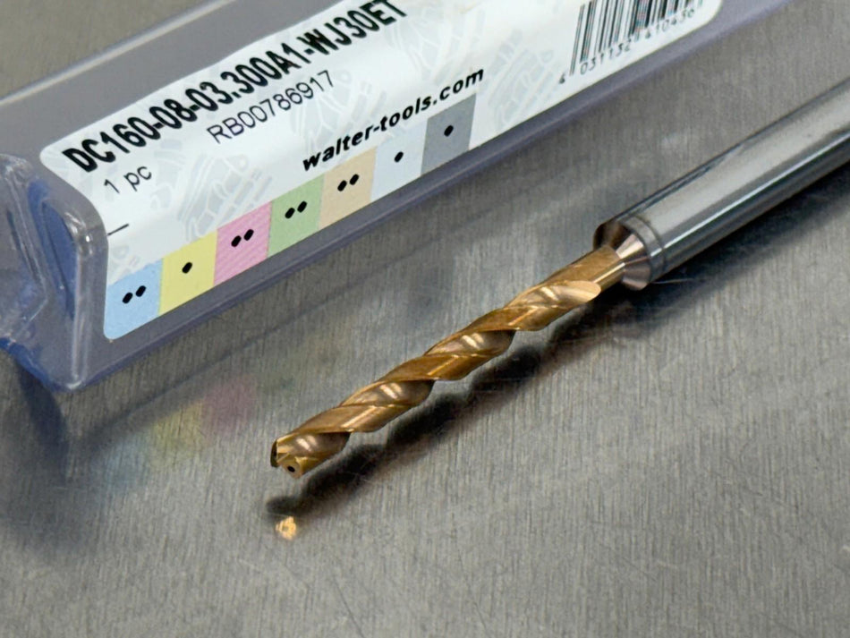 Walter 3.3mm Carbide Drill 8xD Coolant Xtreme Evo DC160-08-03.300A1-WJ30ET