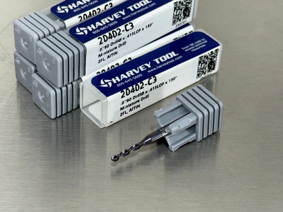 Harvey .076" Solid Carbide Drill Miniature 20402-C3 (Qty. 5)