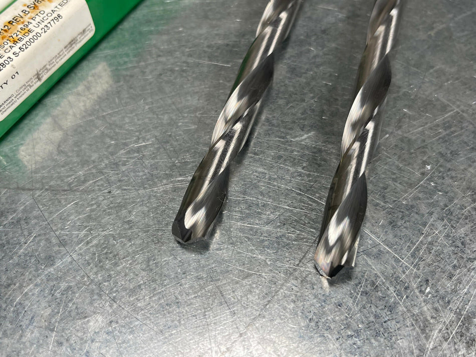 (2) PTD .3543" Solid Carbide Drill 5-1/8" OAL Non Coolant Thru