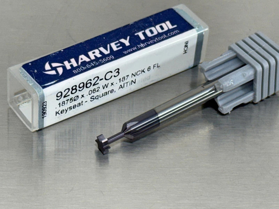 Harvey 3/16" Carbide Keyseat Cutter Mill 1/16" Width 928692-C3