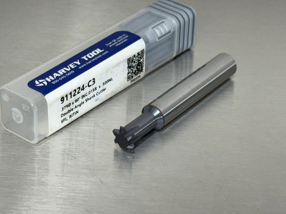 Harvey 3/8" Carbide Double Angle Shank Cutter 60° Included 911224-C3
