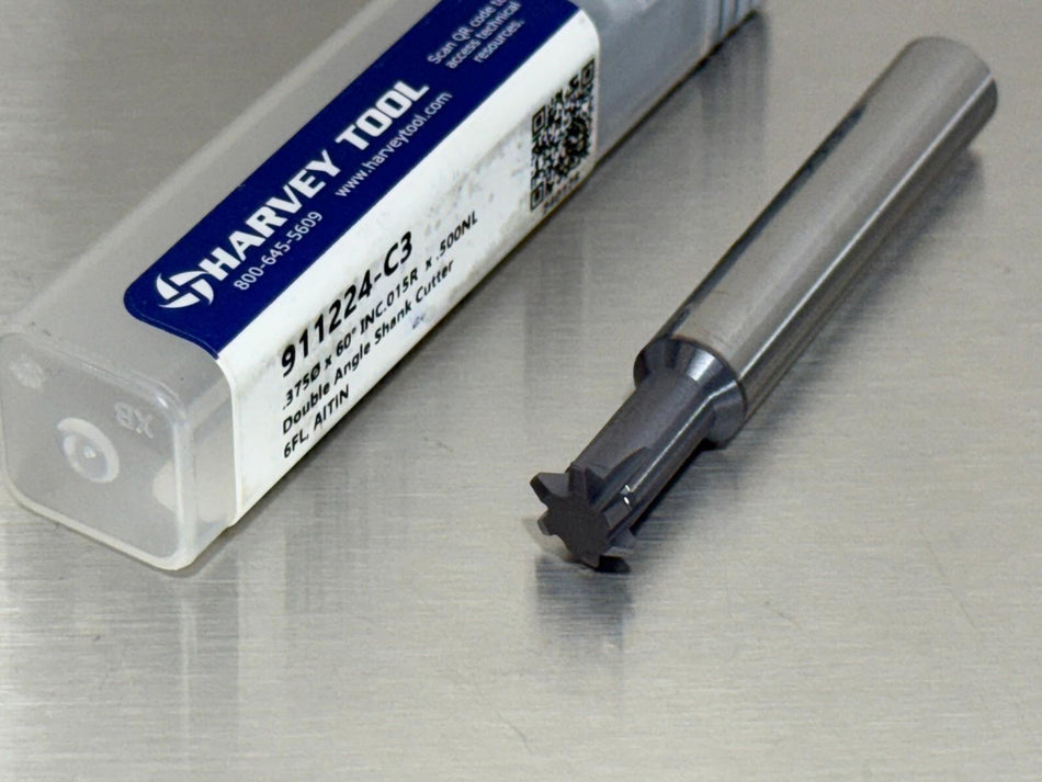 Harvey 3/8" Carbide Double Angle Shank Cutter 60° Included 911224-C3