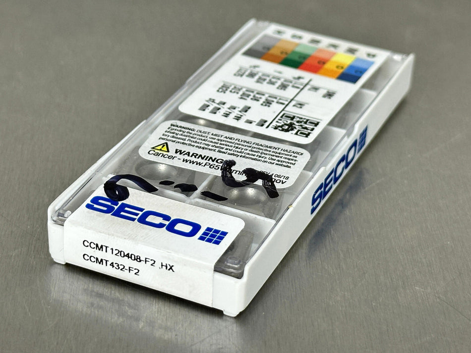 Seco CCMT 432-F2 HX Carbide Insert CCMT 120408-F2 (Pack of 10)