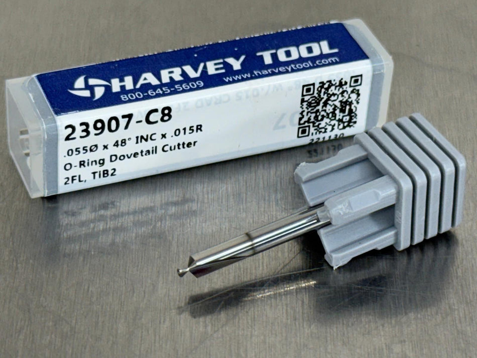 Harvey 23907-C8 Carbide Parker Hannifin O-Ring Dovetail Cutter w/o Drop Hole