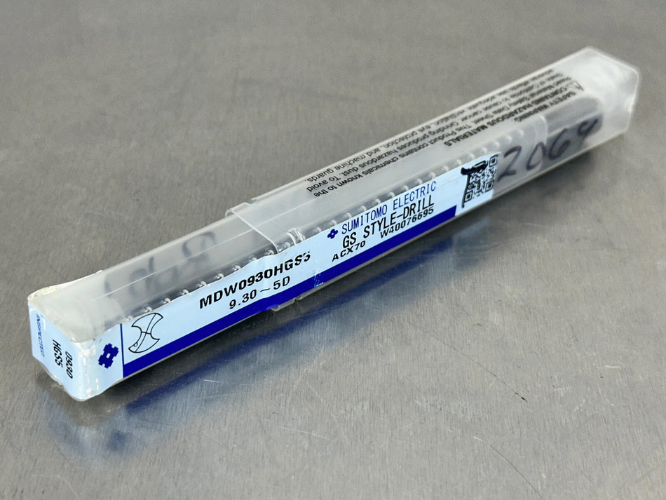 Sumitomo 9.3mm Carbide Drill 5xD Through Coolant MDW0930HGS5