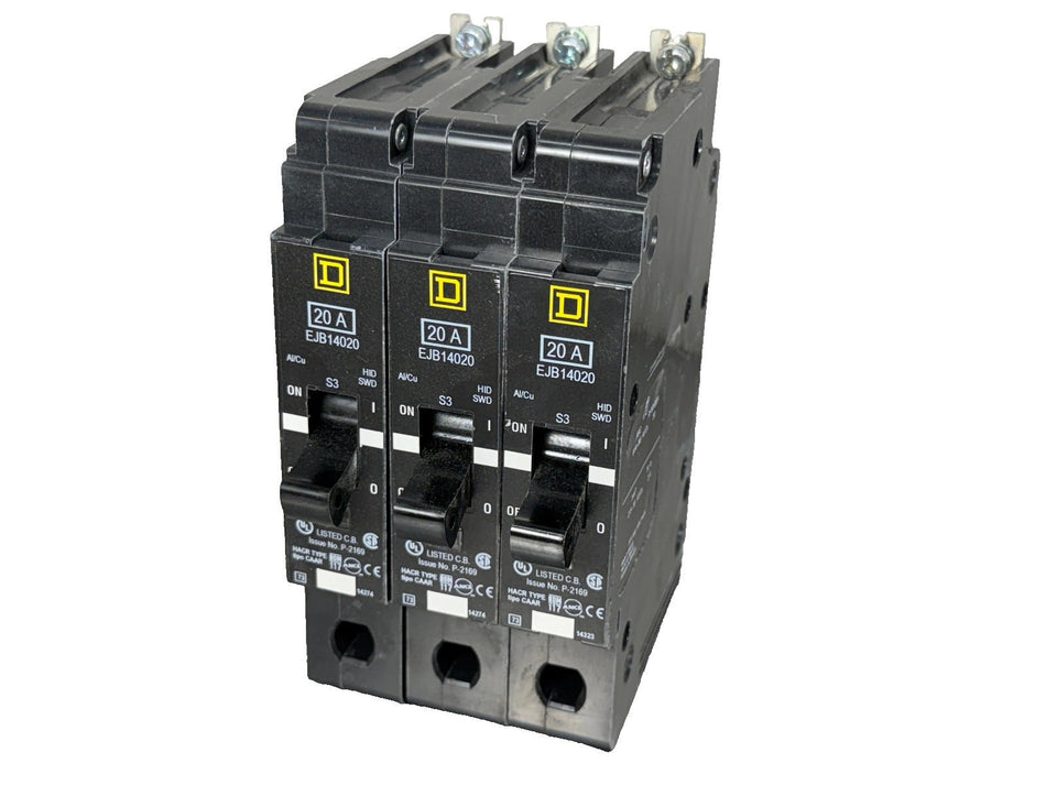 Square D EJB14020 Circuit Breaker 20A (Qty 3)