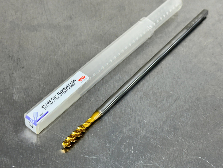 YG1 #10-24 Extension Tap Spiral Flute H3 6" OAL, 3 Flute Bottom 10-24 T8D02323