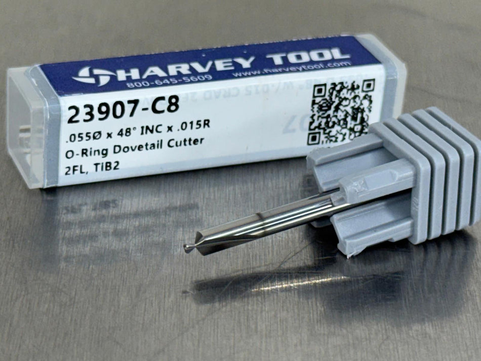 Harvey 23907-C8 Carbide Parker Hannifin O-Ring Dovetail Cutter w/o Drop Hole