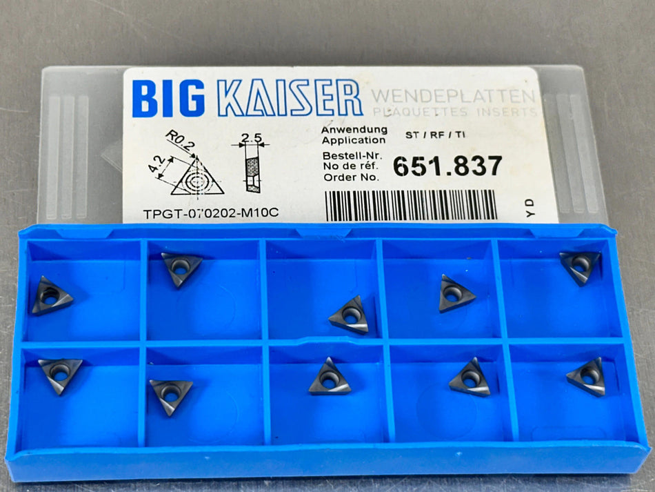 Kaiser 651.837 Carbide Insert Boring TPGT 070202 M10C (Pack of 10)