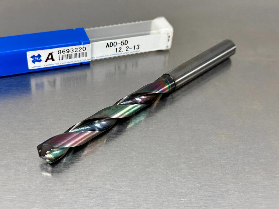 OSG 12.2mm Drill Solid Carbide 5xD Coolant Through ExoCarb 8693220