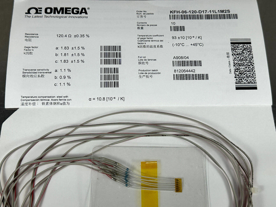 (5) Omega Prewired Strain Gage KFH-6-120-D17-11L1M2S