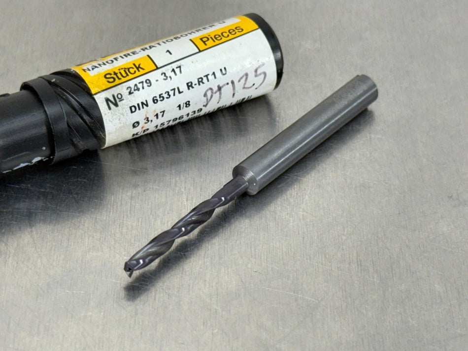 Guhring 1/8" Carbide Drill 5xD Coolant Through 2479 Series RT-100X 9024790031700