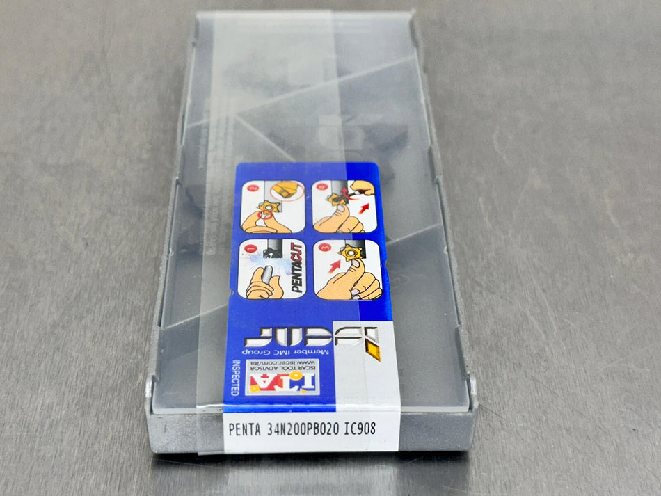 Iscar PENTA 34N200PB020 IC908 Carbide Insert 6002419 (Pack of 4)