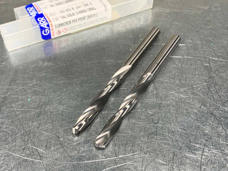 Garr .2441" Solid Carbide Drill, 3.5" OAL (2 pieces)