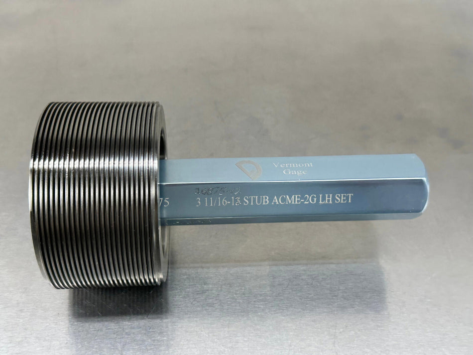 Vermont 3 11/16 12 ACME 2G LH Thread Gage Set Plug 3.6475 GO Only 3 11/16-12