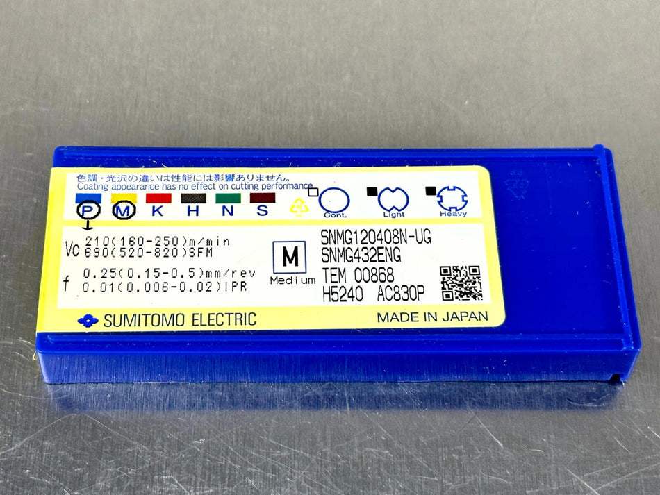 Sumitomo SNMG432ENG AC830P Carbide Inserts SNMG 120408N-UG (Pack of 6)