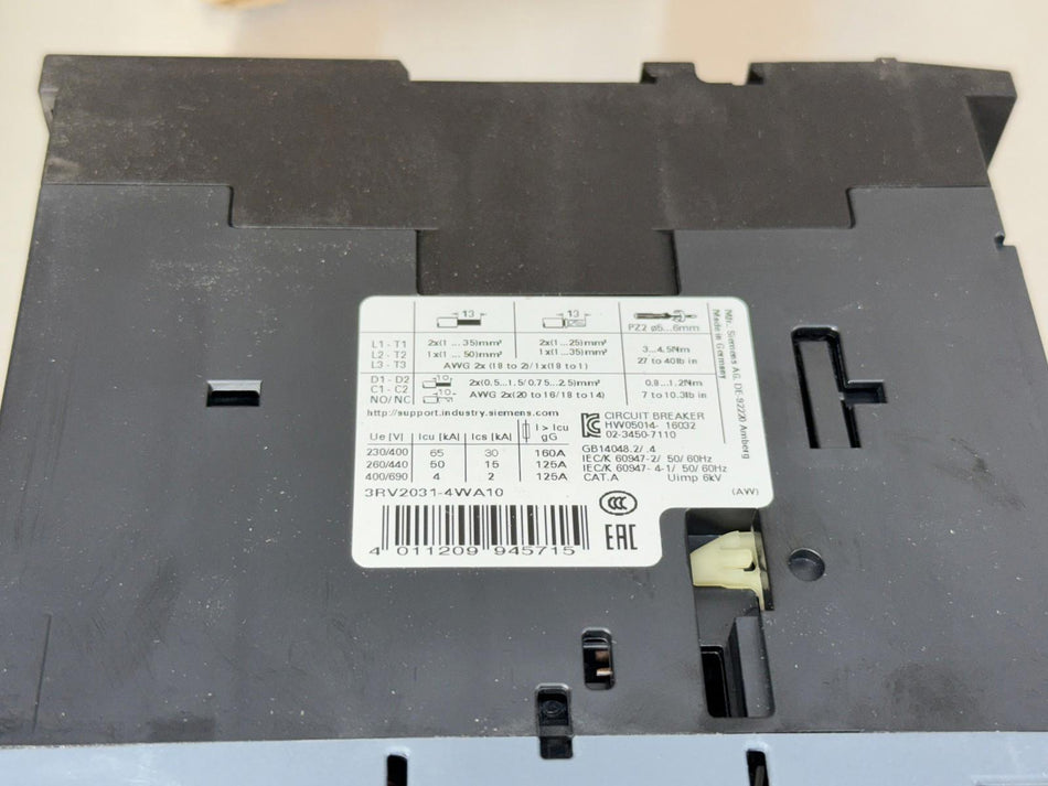 Siemens 3RV2031-4WA10 Circuit Breaker Sirius S2 Motor Protection