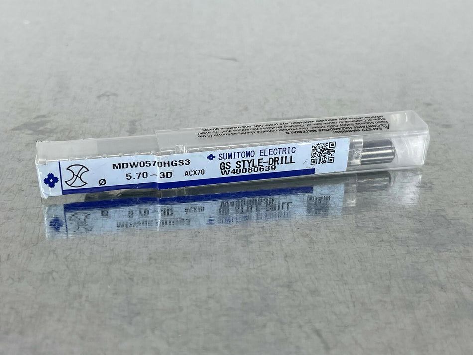 Sumitomo 5.7mm Solid Carbide Drill 3xD Through Coolant GS Style MDW0570HGS3