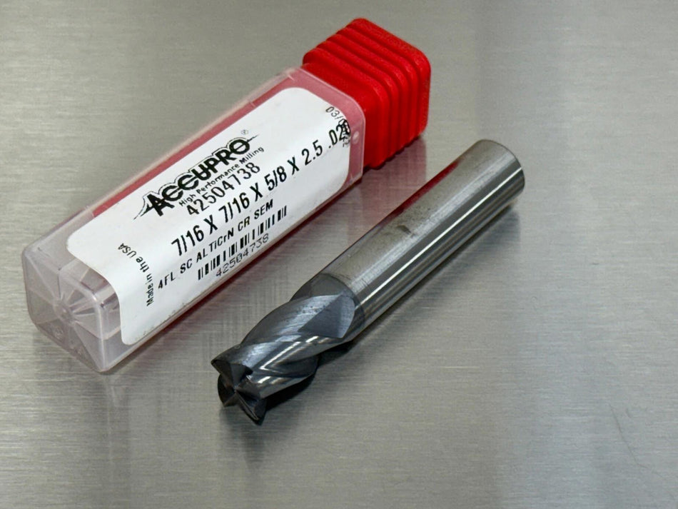 Accupro 7/16" Carbide End Mill .02" CR 4FL 2-1/2" OAL 42504738