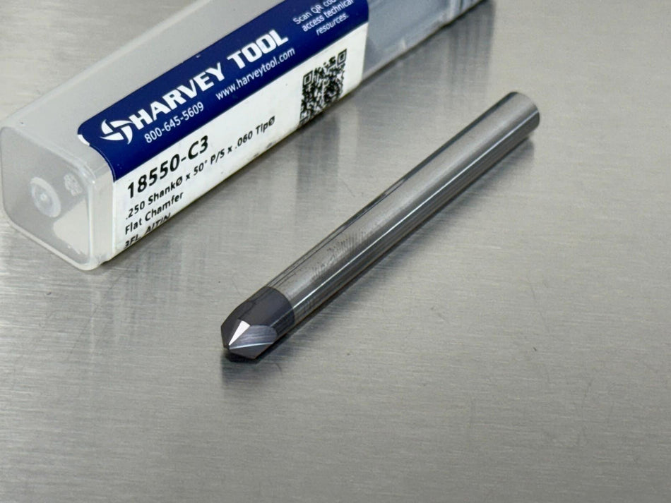 Harvey 50° Carbide Chamfer Cutter Mill 1/4" Shank 18550-C3
