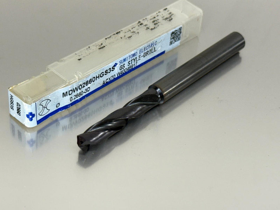 Sumitomo Letter H Carbide Drill 3xD Through Coolant MDW02660HGS3S