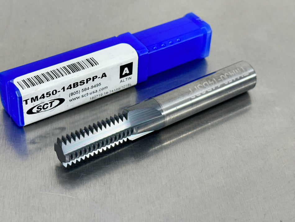 SCT 1/2 3/4-14 Carbide Thread Mill 4FL BSPP British Pipe TM450-14BSPP-A