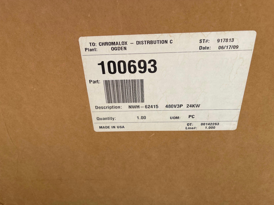 Chromalox 100693 Circulation Heater NWH Series NWH-62415 480V 3P 24KW