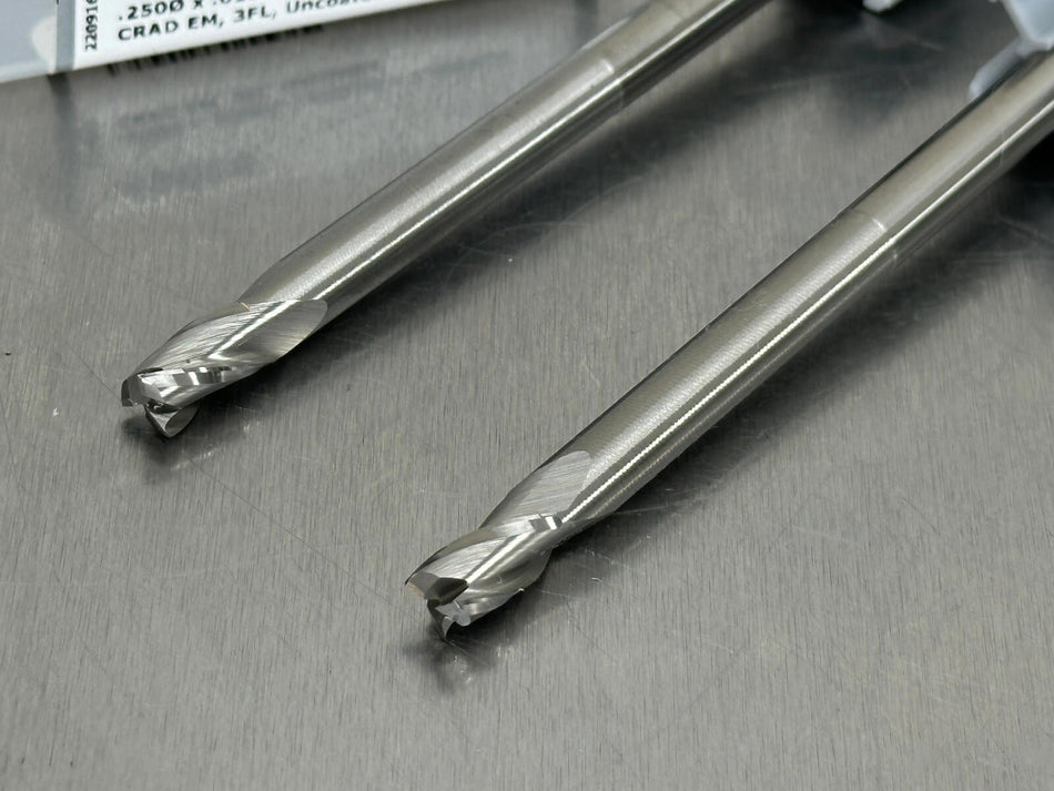 (2) Harvey 1/4" Carbide End Mill Long Reach 2" OAL 41816