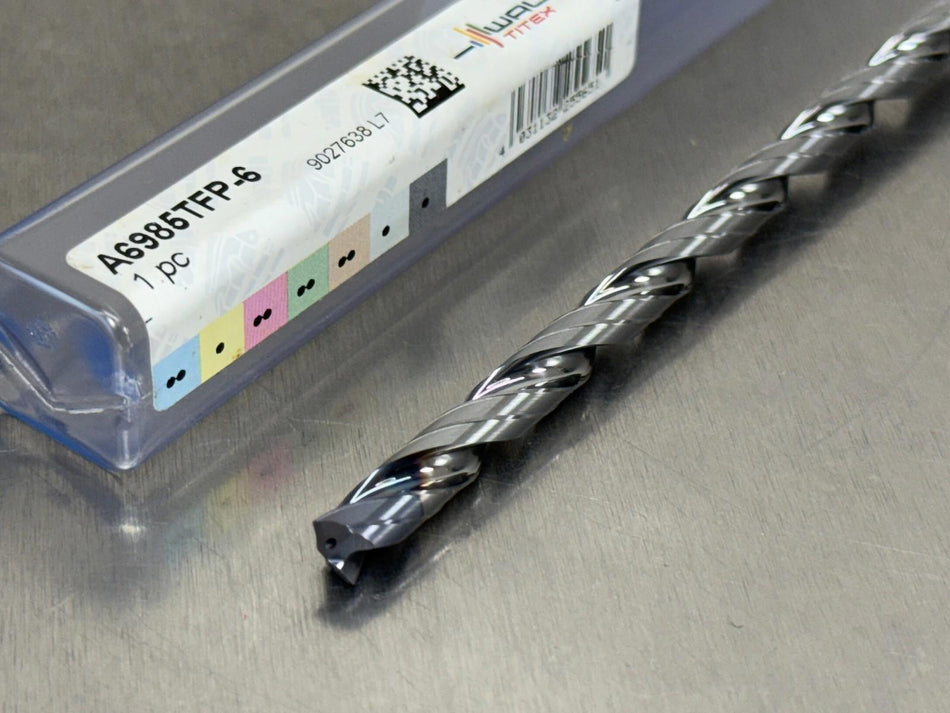 Walter Titex 6mm Solid Carbide Drill 6.0mm 30xD Coolant Fed A6985TFP-6