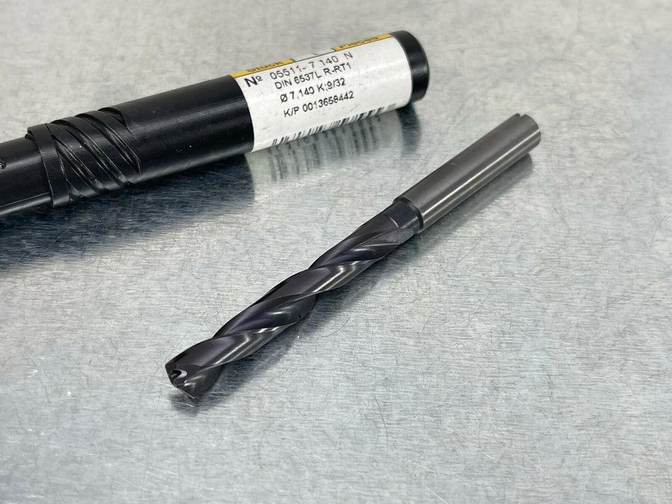 Guhring 9/32" K Solid Carbide Drill Coolant Fed RT100U Firex 5xD 5511 Series