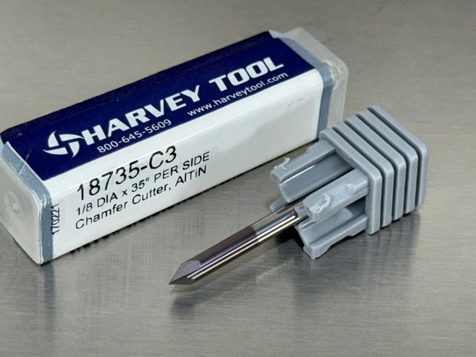 Harvey 35° Carbide Chamfer Cutter .010" Pointed Tip 18735-C3