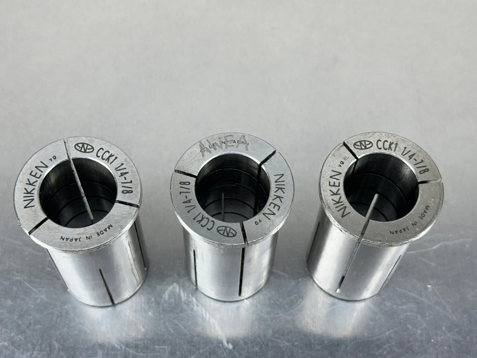 (3) Nikken CCK Collet Sleeve 1-1/4" OD x 7/8" ID Milling Chuck