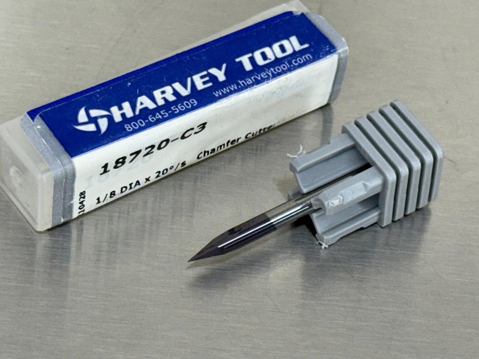 Harvey 20° Carbide Chamfer Cutter .010" Pointed Tip 18720-C3