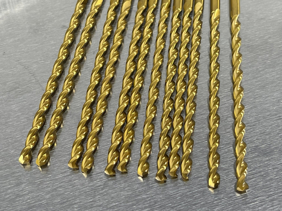 (12) Morse 3.7mm Cobalt Drill, Taper Length, TiN Coated, HSSCo5