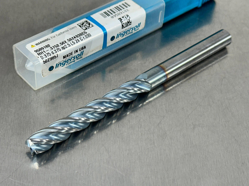 Ingersoll 3/8" Carbide End Mill .030 CR Rhino Rounds RH1-.3752.502.50Z4030C5
