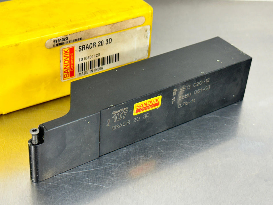 Sandvik SRACR 20 3D Indexable Tool Holder Turning 1-1/4" CoroTurn 107