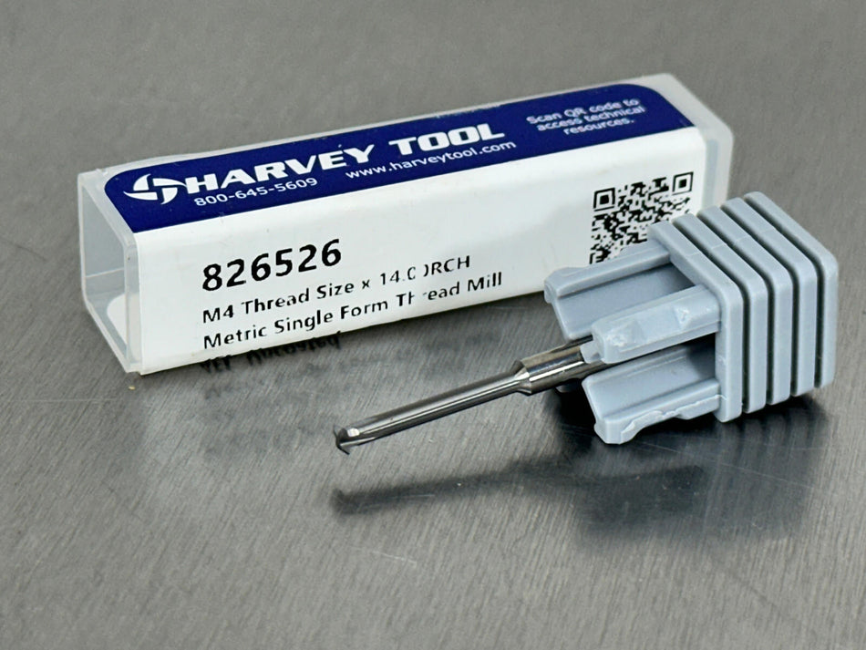 Harvey M4 Carbide Thread Mill Single Form Milling Cutter 826526