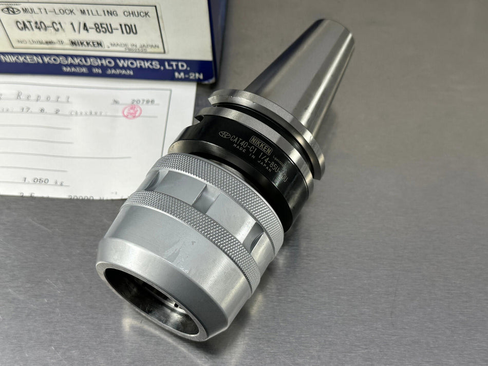 Nikken CAT40 Milling Chuck 1-1/4" KM1-1/4 Internal Coolant CAT40-C1 1/4-85U IDU