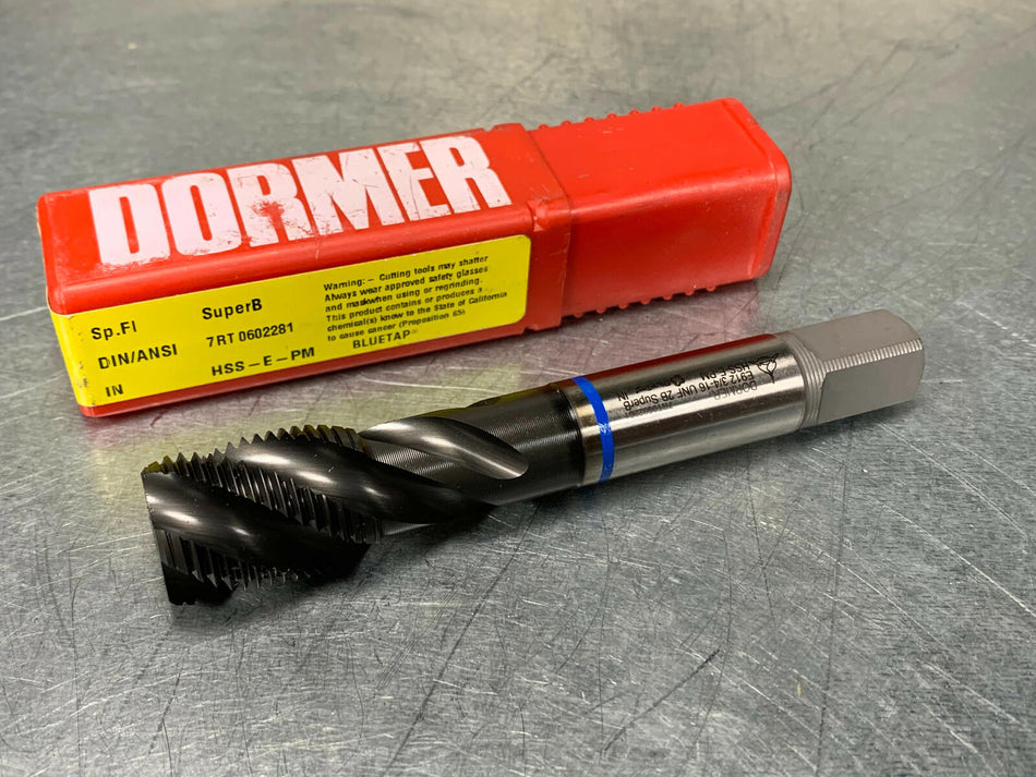 Dormer 3/4-16 UNF-2B Machine Tap, 4FL Spiral, SuperBe Blue Tap 7350368
