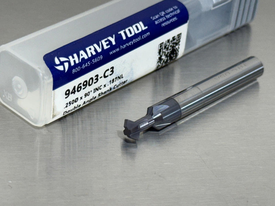 Harvey 1/4" Carbide Double Angle Shank Cutter 90° Included 946903-C3