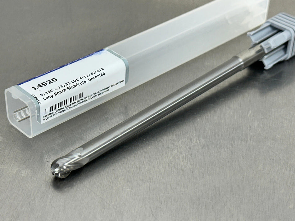 Harvey 5/16" Carbide End Mill Extra Long 6" OAL Ball End 14920