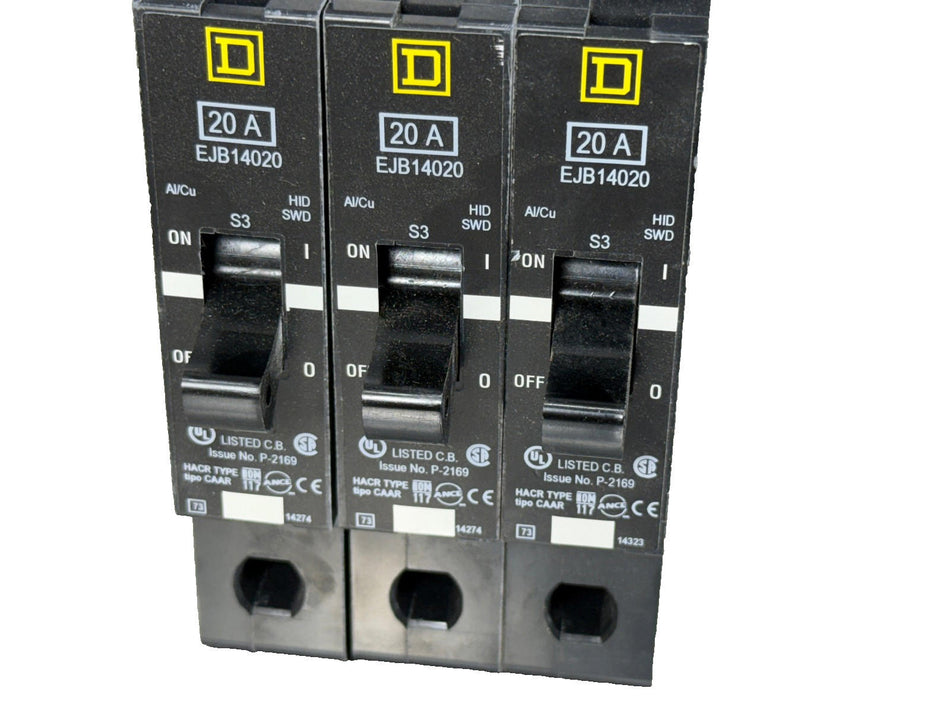 Square D EJB14020 Circuit Breaker 20A (Qty 3)