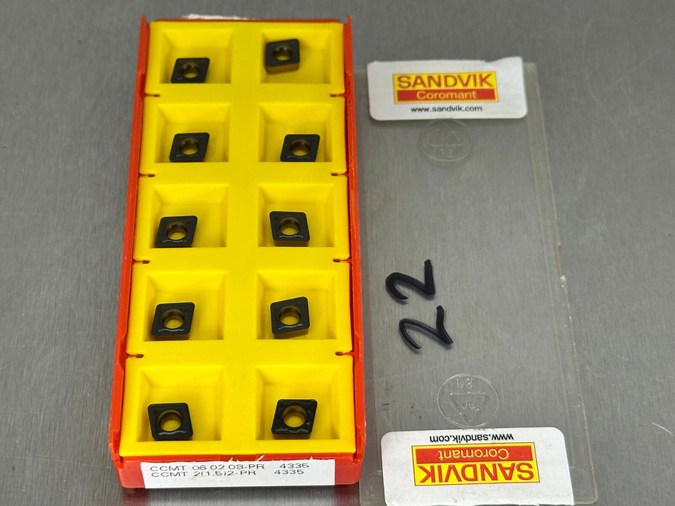 Sandvik CCMT 2(1.5)2-PR 4335 Carbide Insert CCMT 06 02 08-PR (Pack of 10)