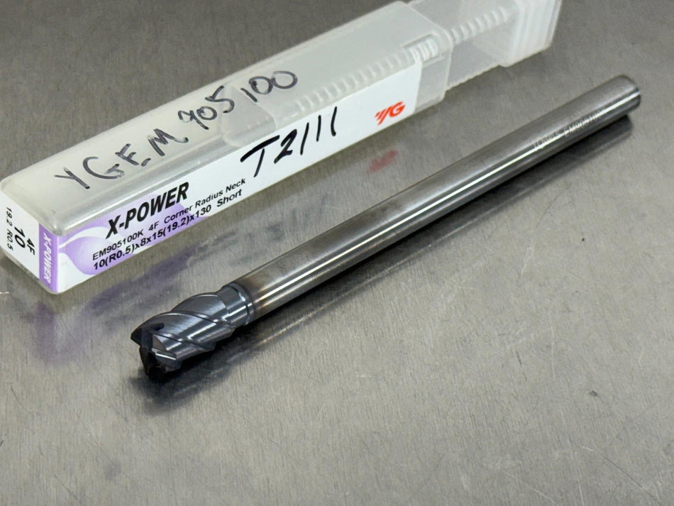 YG1 10mm Carbide End Mill Stub Flute .5mm CR X-Power EM905100