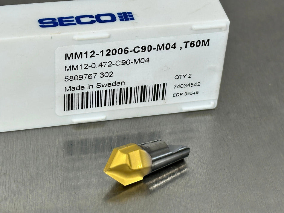 Seco MM12-0.472-C90-M04 T60M Carbide Insert Chamfer 34549 (Pack of 1)