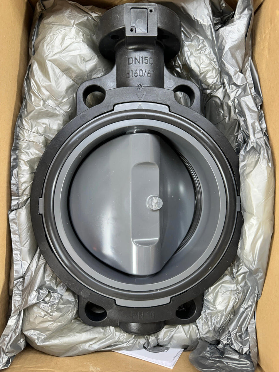 Georg Fischer 161.567.027 Butterfly Valve 6" Manual 567 Wafer Style GF