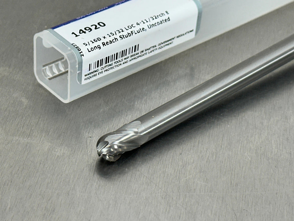 Harvey 5/16" Carbide End Mill Extra Long 6" OAL Ball End 14920