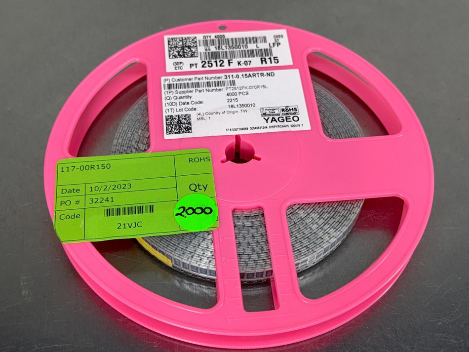 Yageo PT2512FK-070R15L Resistor Surface Mount (QTY:  Reel of 2000)